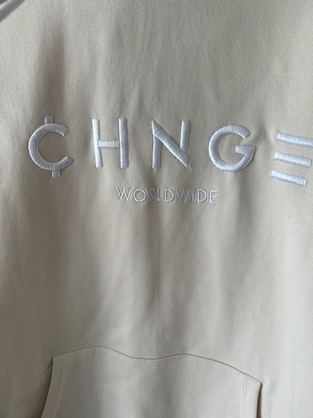 CHNGE Ivory Pullover Hoodie with Embroidered Logo size S UNISEX - Picture 2 of 6